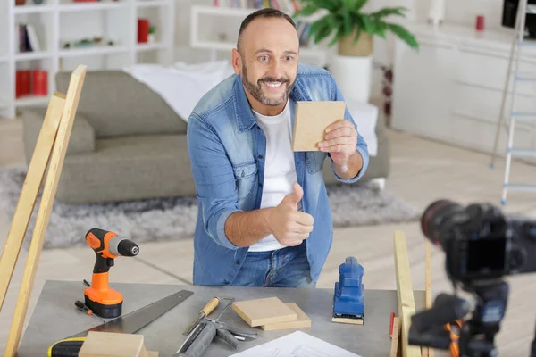 Hombre Mediana Edad Durante Taller Vídeo —  Fotos de Stock