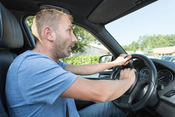 Furious Male Driver Honking Car Horn — Stock Photo, Image