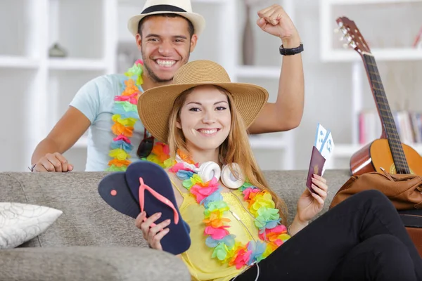 Casal Férias Praia Férias Conceito — Fotografia de Stock