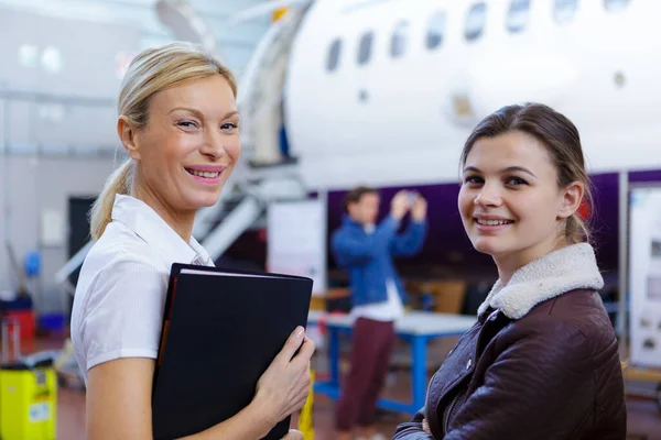 Airplane Service Crew Looking Camera — Stock Photo, Image