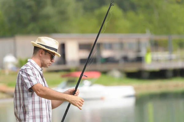 Portrait Man Fishing — Stock Photo, Image