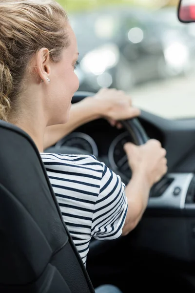 Portrait Young Girl Driving Car — Stock Photo, Image
