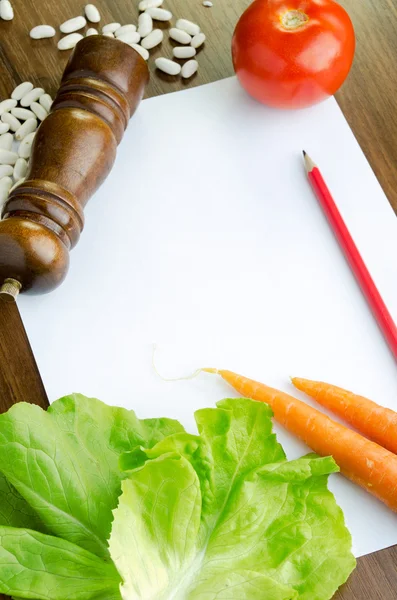Blank paper and fresh vegetables — Stock Photo, Image