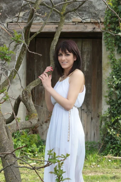 Girl in white dress — Stock Photo, Image