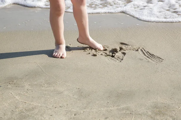 해변에는 어린이의 — 스톡 사진