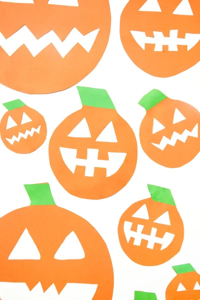 Concetto Halloween Zucche Carta Sfondo Bianco — Foto Stock