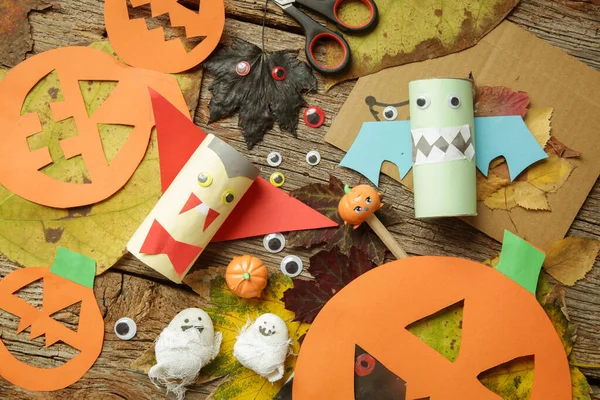 Varios Niños Artesanía Para Decoración Halloween — Foto de Stock