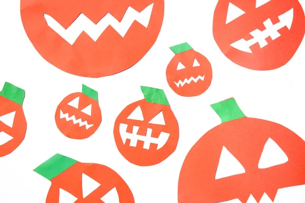 Concetto Halloween Zucche Carta Sfondo Bianco — Foto Stock