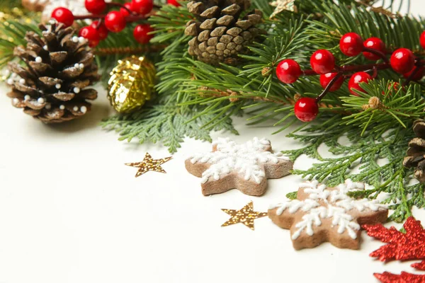 Addobbi Natalizi Rami Albero Natale Biscotti Natale Decorati Casa Immagine — Foto Stock