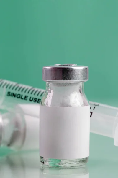 Vaccine Bottle Blank White Label Vaccination Immunization Treatment Provides Active — Zdjęcie stockowe