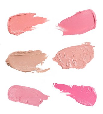 Beyaz arka plan üzerinde kozmetik örnekleri