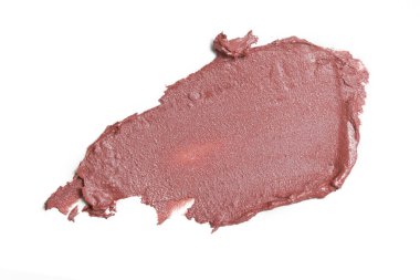 Kahverengi kremalı makyaj örneği beyaz arka planda izole edilmiş. Dekoratif kozmetik leke.