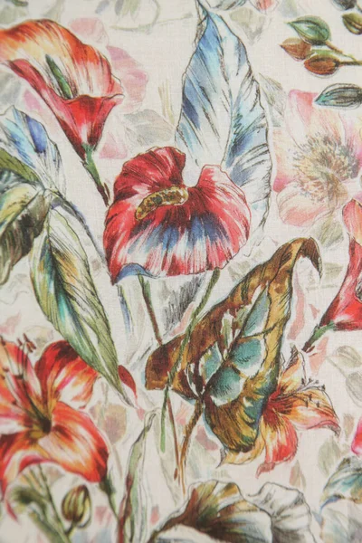 Fragment Van Kleurrijke Bloemenpatroon Textiel — Stockfoto