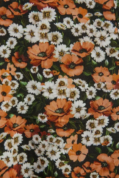 Fragment Motif Floral Coloré Sur Textile — Photo