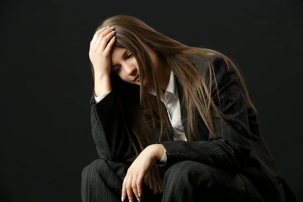 Portrait Lonely Depressed Woman Quiet Anxiety Concept — Fotografia de Stock