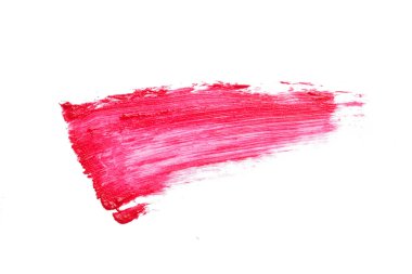 Beyaz arkaplanda lekeli kırmızı ruj izole edildi