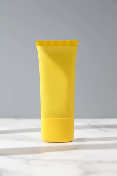 Blank Cosmetics Yellow Tube Beauty Cosmetic Package Mockup — Φωτογραφία Αρχείου