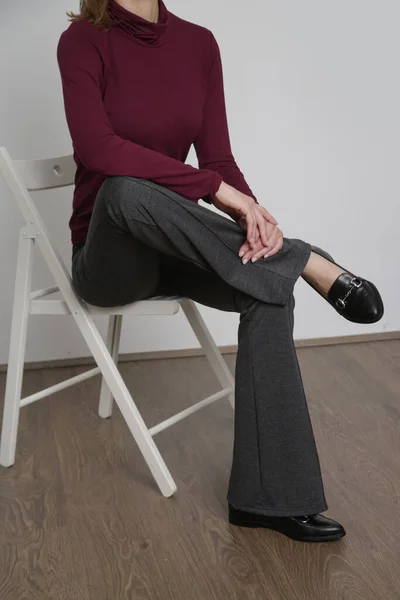 Serie Studio Photos Young Female Model Wearing Stretch Viscose Turtleneck — 스톡 사진