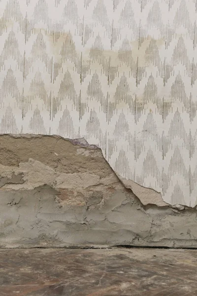 Moisture Damage Wall Old House Newly Installed Insulation Polyethylene Barriers — Fotografia de Stock