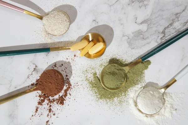 Berbagai Jenis Suplemen Makanan Untuk Kesehatan Dan Kecantikan Kolagen Vitamin — Stok Foto