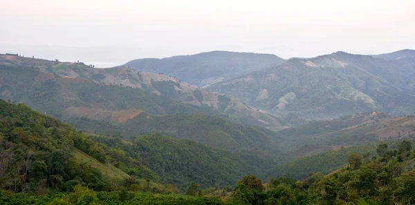 Hermosa Vista Del Paisaje Del Valle Montaña Doi Sakad Pua — Foto de Stock