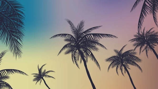 Vibrant Retro Hawaii Sunset Palm Trees — ストックベクタ