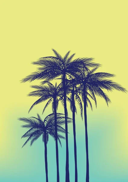 Vibrant Retro Hawaii Sunset Palm Trees — Stockvector