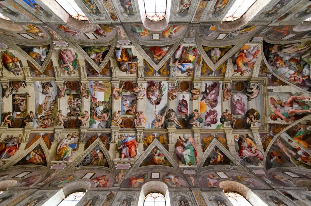 Sistine Chapel Ceiling Vatican Rome Stock Editorial Photo