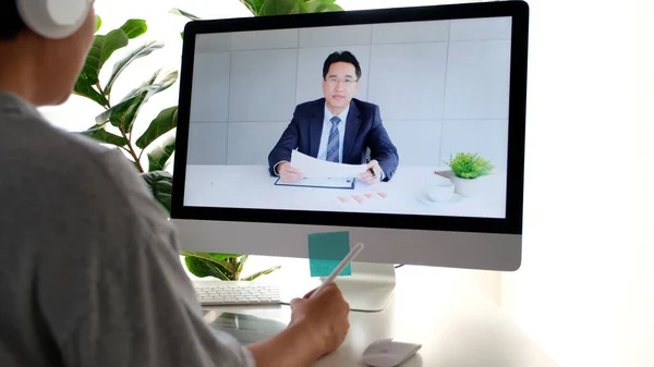 비디오 콘퍼런스 Businessman Making Video Call Employment Virtual Web Contacting — 스톡 사진