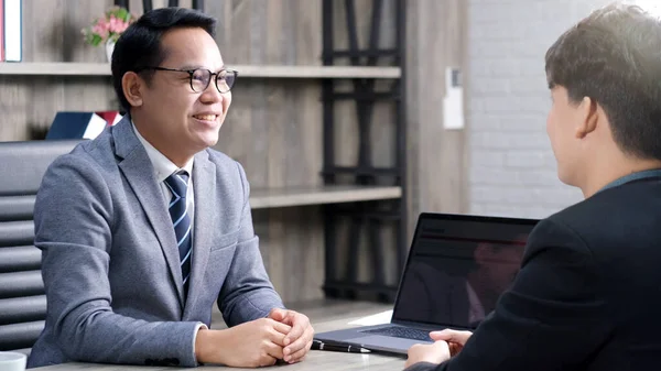 Asian man in job interview at office background, job search, business concept