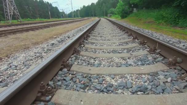 Movimento suave ao longo da estrada de ferro europeia — Vídeo de Stock