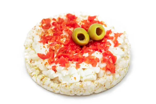 Bell Pepper, Cottage Cheese ve Zeytinli Pirinçli Sandviç.