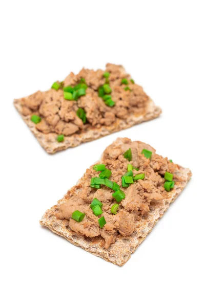 Knuspriges Sandwich mit Chicken Pate isoliert auf Weiß — Stockfoto