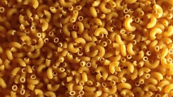 Uncooked Chifferi Rigati Pasta, Scattered Dry Macaroni - Rotating Background — Stock Video