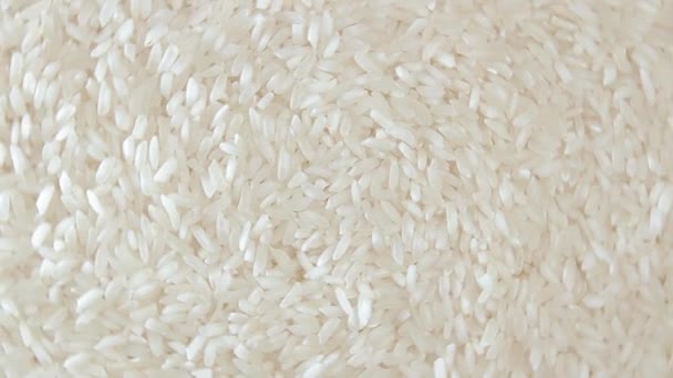 Riz blanc à grains longs non cuit, arrière-plan rotatif - Vue de dessus — Video