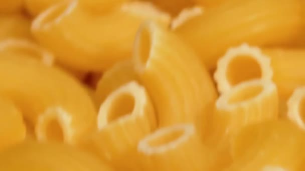 Uncooked Chifferi Rigati Pasta Rotating Macro Fat Unhealthy Food Close — Video