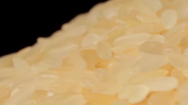 Wysuszyć Niegotowane Gotowane Stos Ryżu Rotating Makro Kupa Surowego Ryżu — Wideo stockowe
