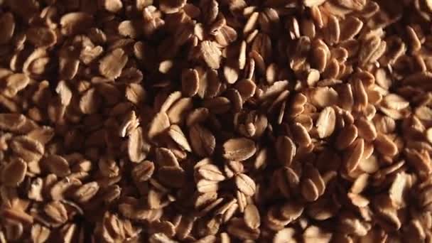 Oat Flakes Background Rotating Left Top View Low Key Light — Videoclip de stoc