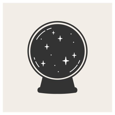 Fortune-telling magic ball with space inside. Symbol of magic and witches. Vector illustration. Good for the design magic and spirit shops and merchandise, t-shirt, poster and cards. 