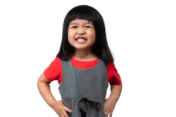 Portrait Happy Funny Asian Child Girl White Background Child Looking Royalty Free Stock Photos