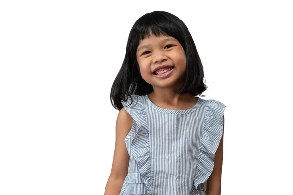 Portrait Asian Child Year Old Collect Hair Big Smile Isolated Stock Picture