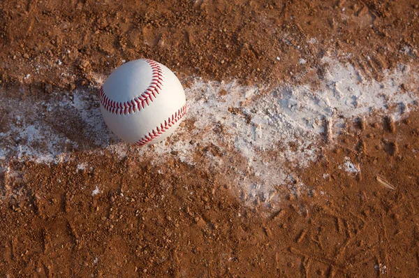 Baseball on the Chalk Line — Stock Photo, Image