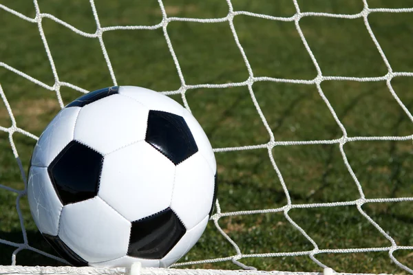 Soccer Ball in the Goal — Stock Photo, Image