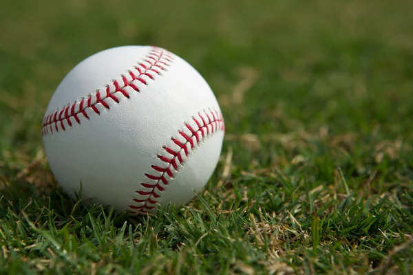 Baseball v outfield trávy — Stock fotografie