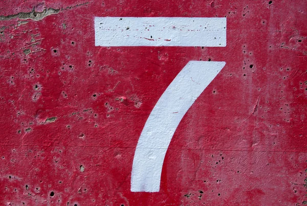 Number Seven on Painted Cement — Stock Photo, Image