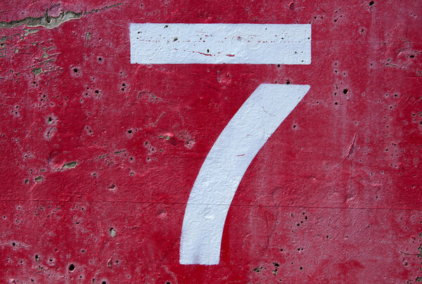 Number Seven on Painted Cement