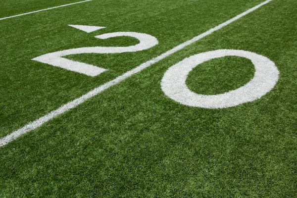 Linea di venti yard campo di football americano — Foto Stock