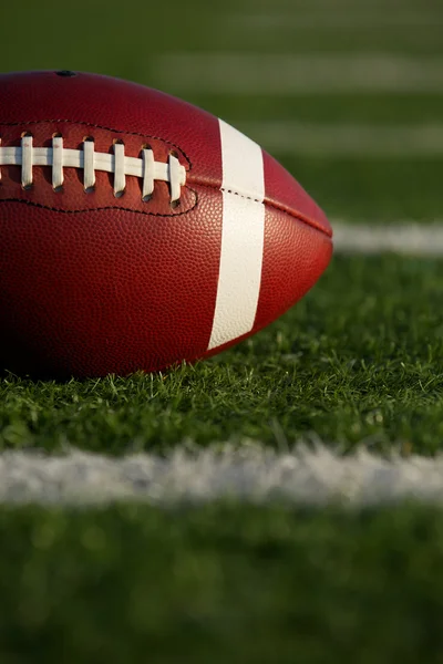 American Football with Yard Lines Beyond — Stock Photo, Image