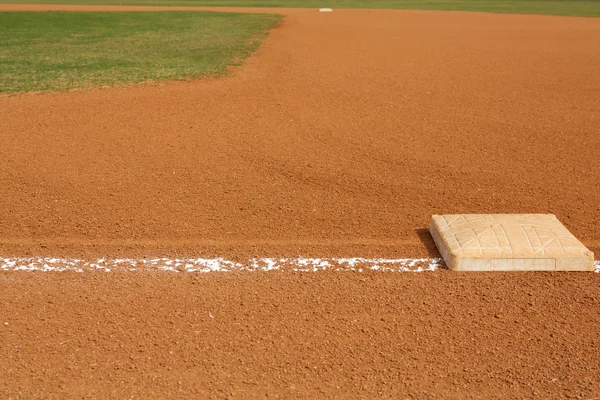 Vista de beisebol da primeira base — Fotografia de Stock