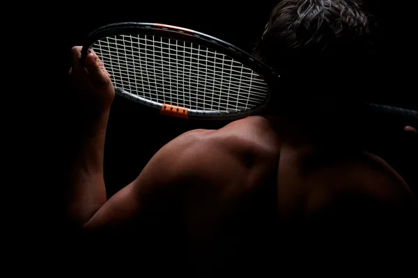 Giocatore con racchetta da tennis In evidenza — Foto Stock